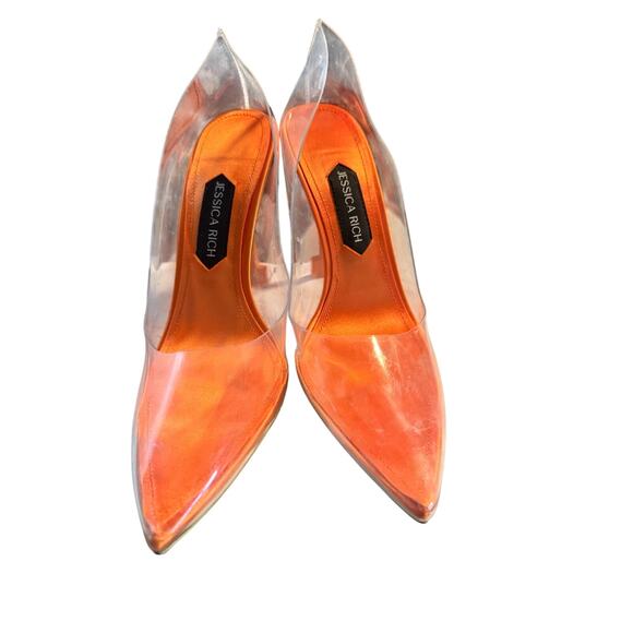 Jessica Rich So Fancy PVC Transparent Stilettos, Orange, EU Size 41, NWT - Picture 2 of 9